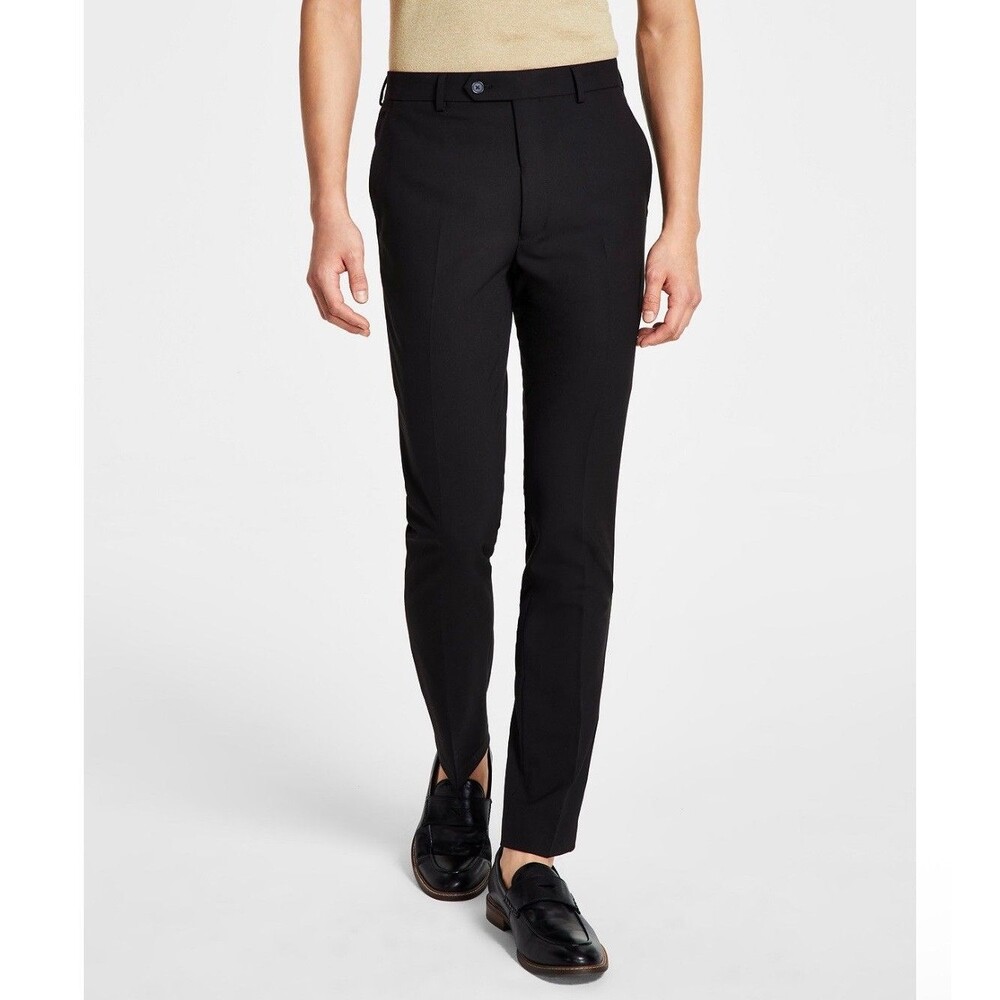 $95 NEW CALVIN KLEIN Mens 31x30 Solid Black Soft Skinny Fit Dress Pants/Slacks